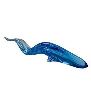 Vintage Art Glass Blue Eel Sculpture